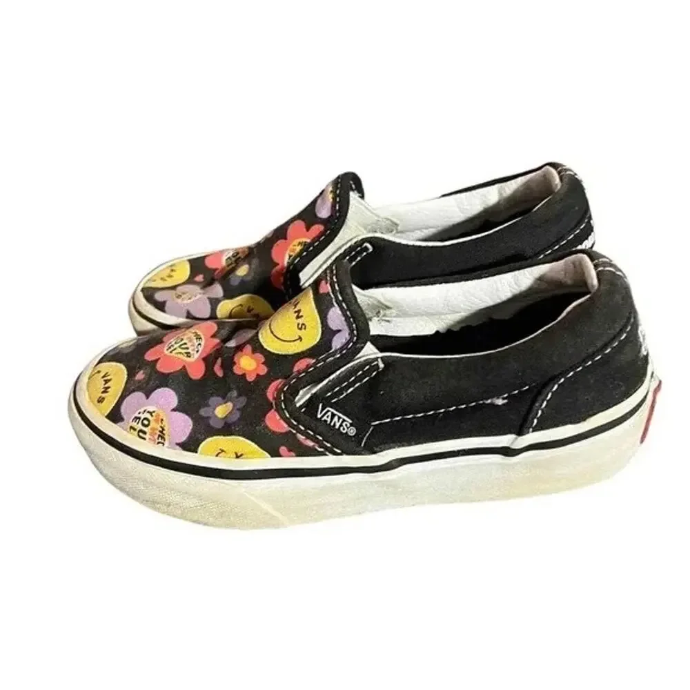 Vans Classic Slip-On Kids US 12 Multicolor Smiley Flower‎ Hey You're
